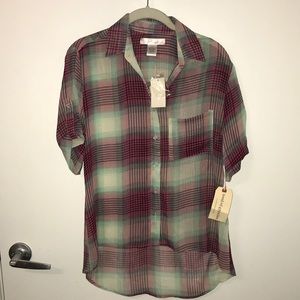 NWT band of gypsies plaid button down sheet xs